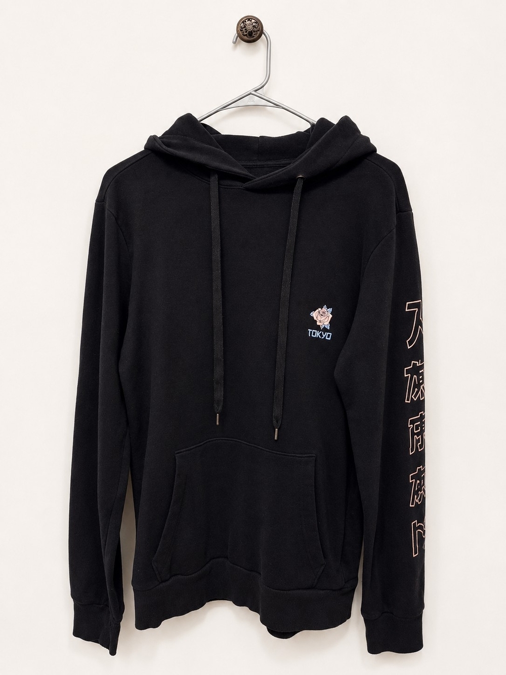 No Boundaries Black Crewneck Hoodie with Tokyo Chest Graphic